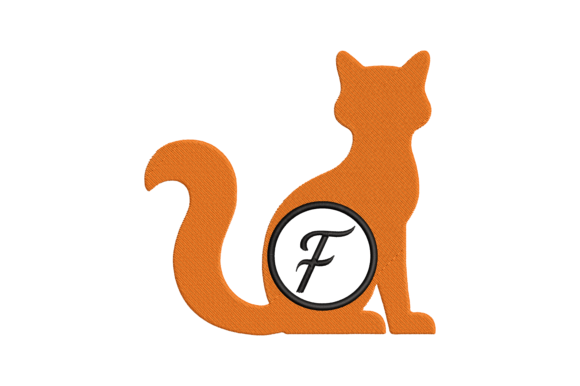 Cat Letter F Embroidery Design